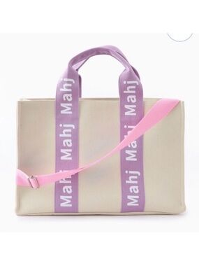 Oh My Mahjong Canvas Tote Bag Lilac with Pink Crossbody